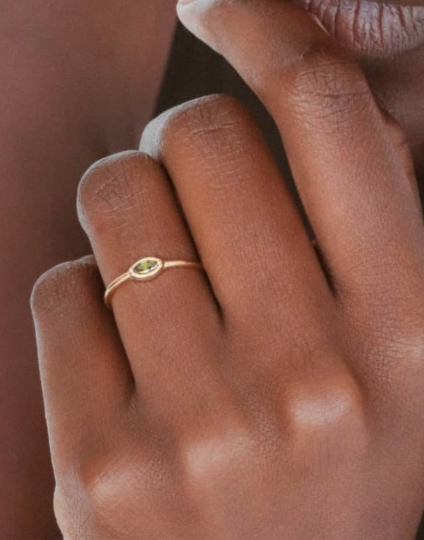 18K Vermeil Olive CZ Ring