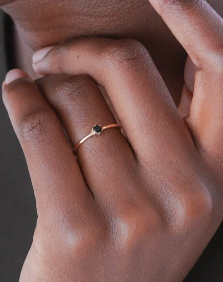 18K Vermeil Black Lily Ring