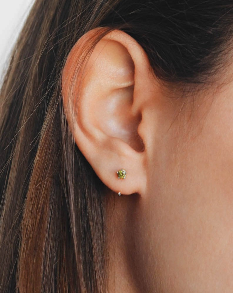 925 Silver - Olive CZ Huggies