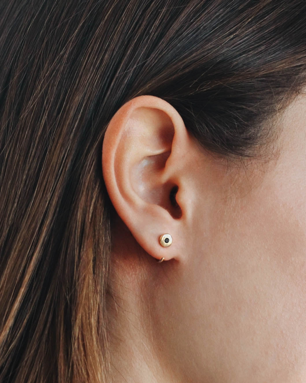 18K Vermeil Black CZ Huggies