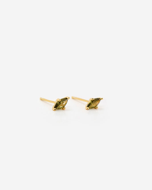 18K Vermeil Olive CZ Studs