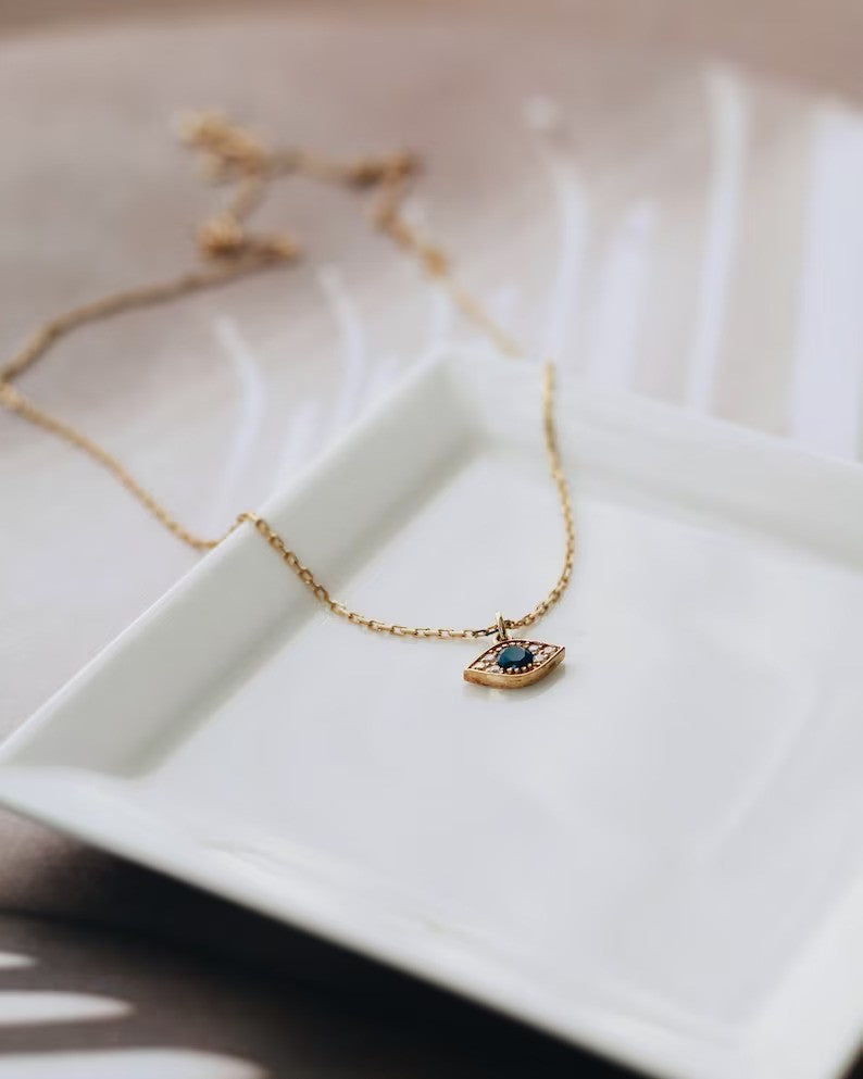 14k Gold Dipped Cubic Zirconia Evil Eye Slider Pendant Necklace - Gold :  Target