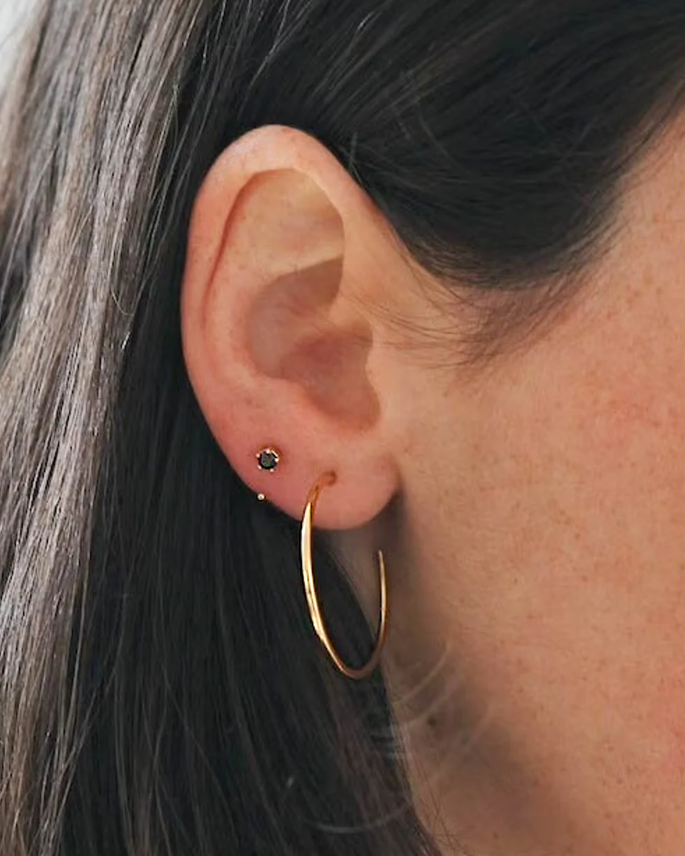 18K Vermeil Black CZ Huggies