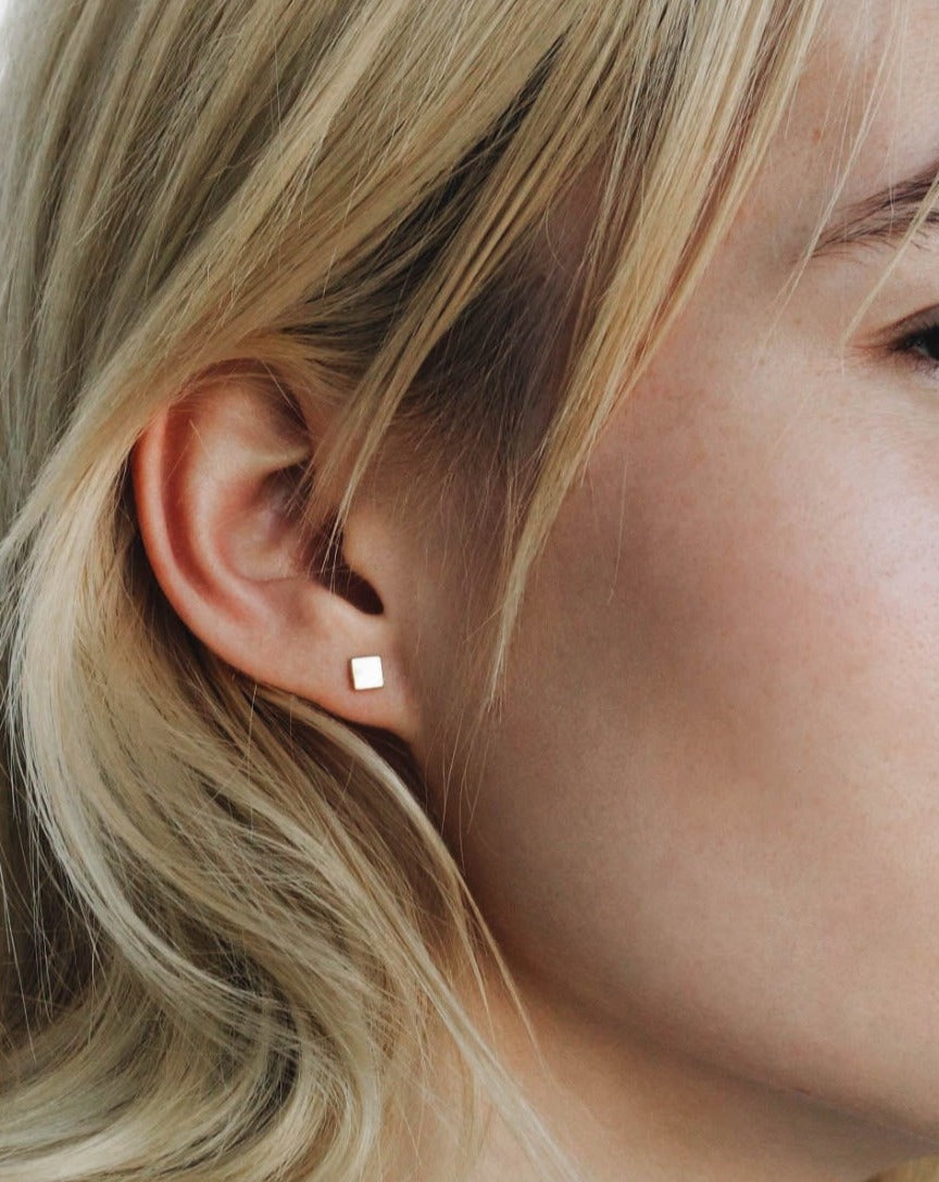 18K Vermeil Square Studs