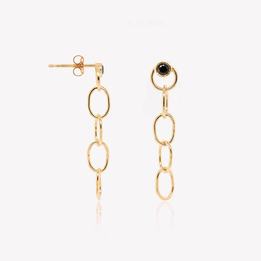 Gold Vermeil Black CZ Chain Earrings